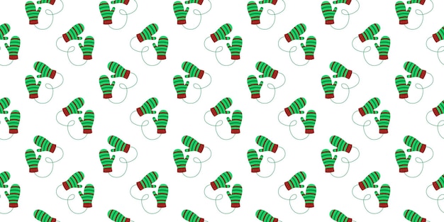 Vector seamless pattern with pairs of striped knitted mittens cozy woolen gloves