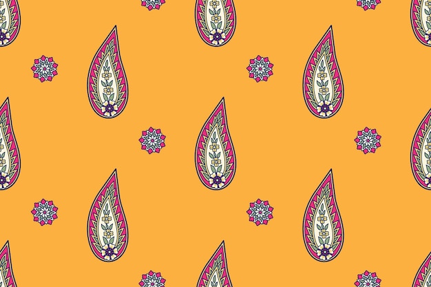 Seamless pattern with paisley and flowers