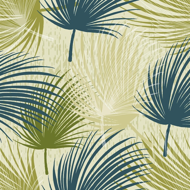 Seamless pattern with palm leaves