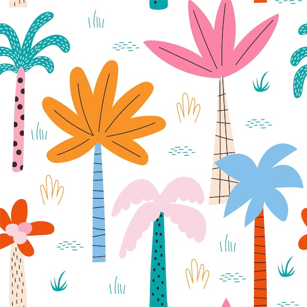 Seamless pattern with palm Vector illustrations