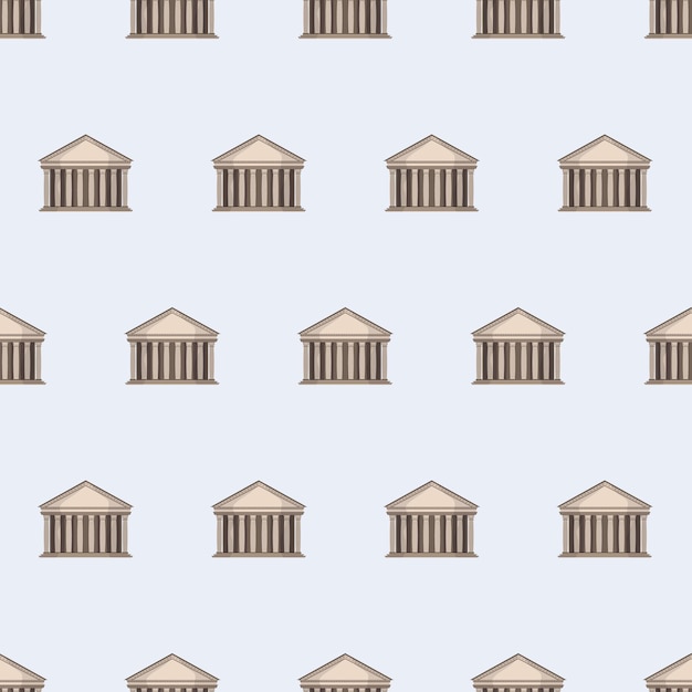 Seamless pattern with pantheon. Endless background. Good for postcards, prints, wrapping paper and backgrounds. Vector.