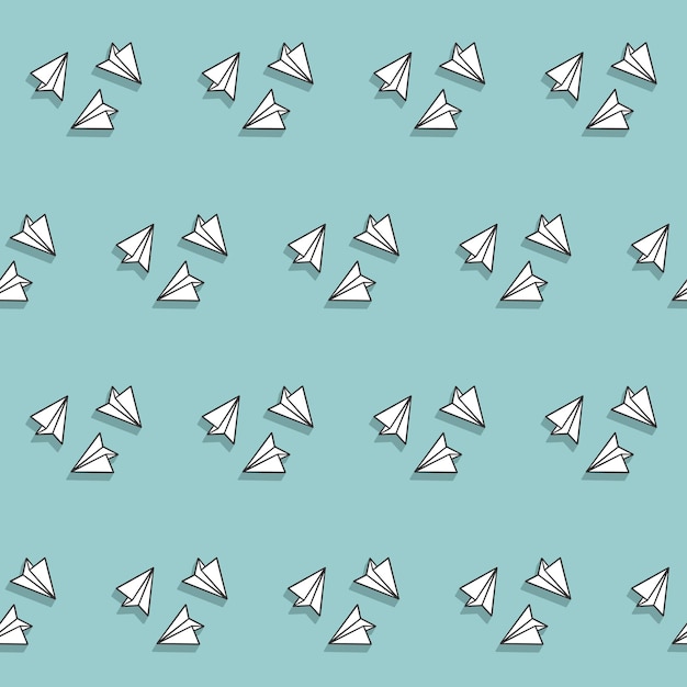 Vector seamless pattern with paper plane. origami planes pattern. paper airplane.