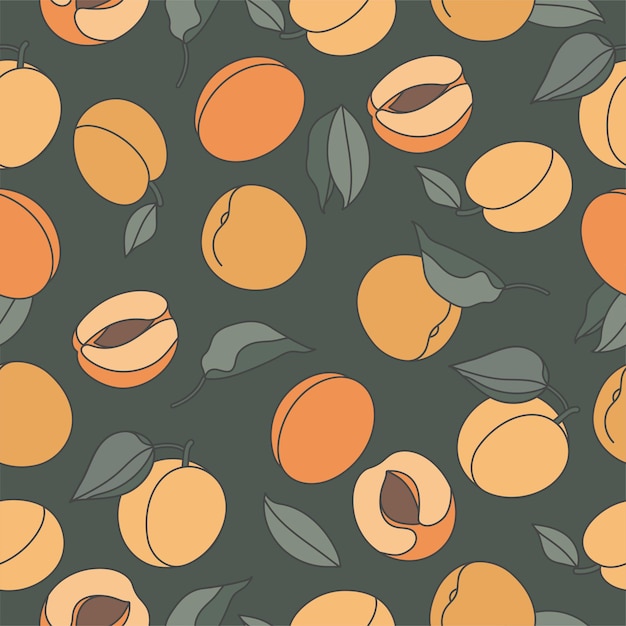 seamless pattern with peaches. Trendy hand drawn.