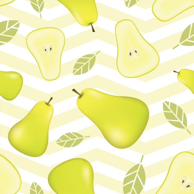 Seamless pattern with pears and leaves