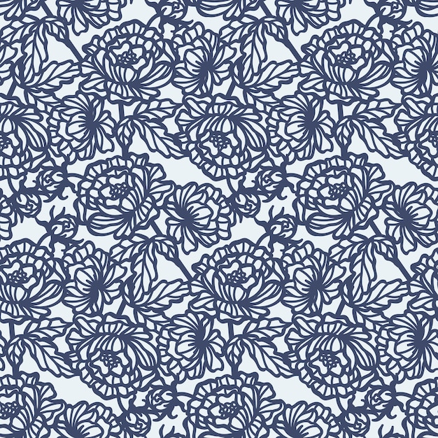 Seamless pattern with peony flowers vector
