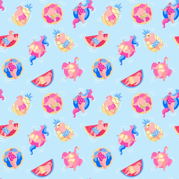 Seamless Pattern with People Have Fun