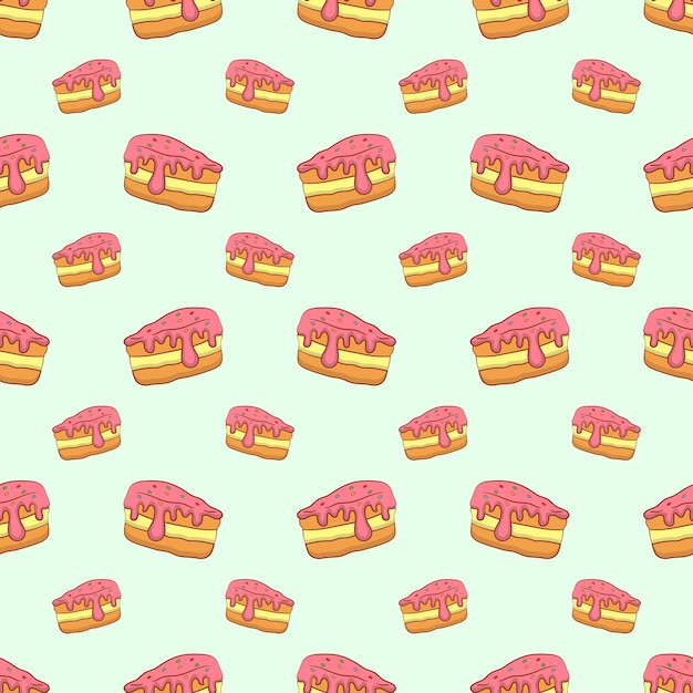 Seamless pattern with pieces of cakes pies in doodle vintage style