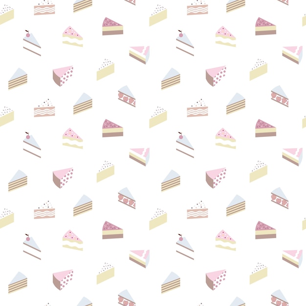 Seamless pattern with pieces of cakes