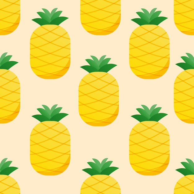 Seamless pattern with pineapples flat vector illustration