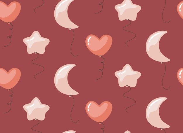 Vector seamless pattern with pink balloons