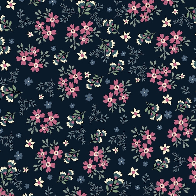 Seamless pattern with Pink and Blue Flower