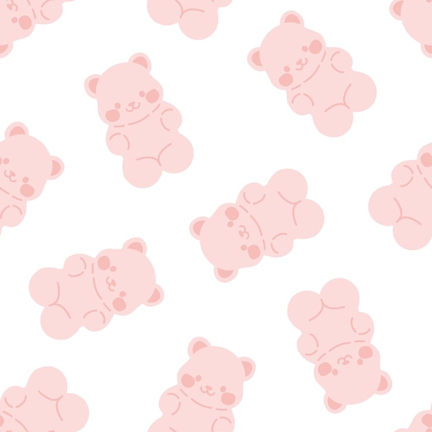 Seamless pattern with pink candy bears