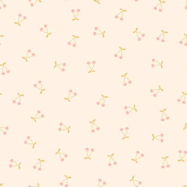 Seamless pattern with pink cherries