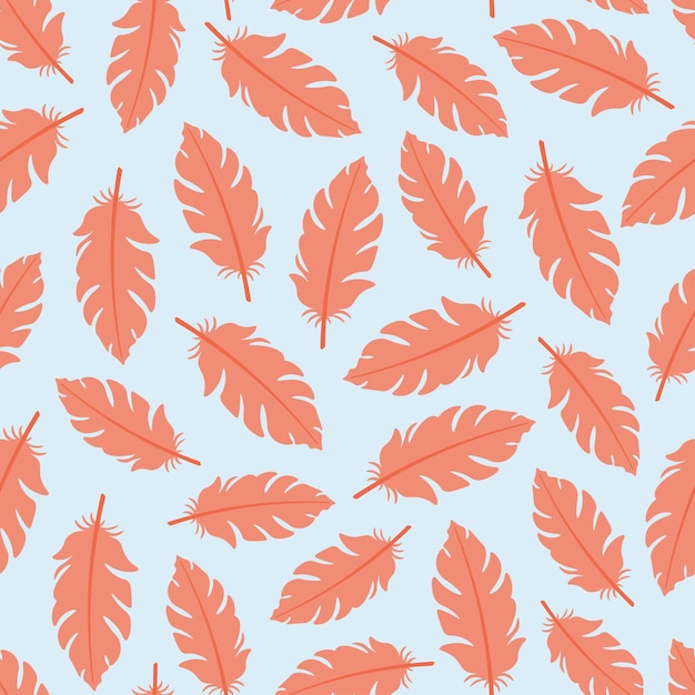 Seamless pattern with pink feathers