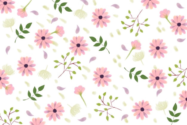 seamless pattern with pink flowers