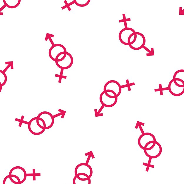 Seamless pattern with pink gender symbols