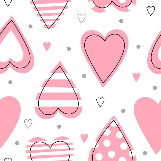 Seamless pattern with pink hearts.