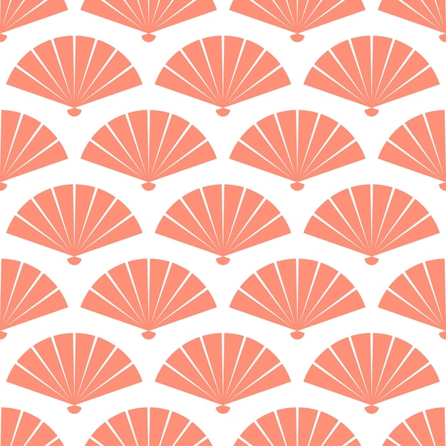 Vector seamless pattern with pink japanese fans