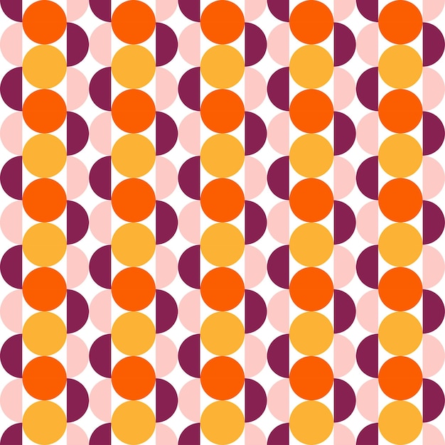 Vector seamless pattern with pink and orange circles.