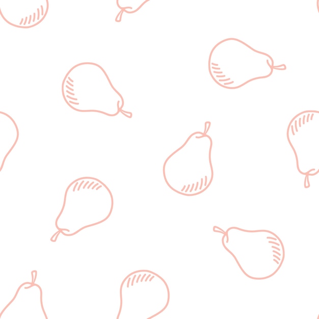 Seamless pattern with pink outline pear