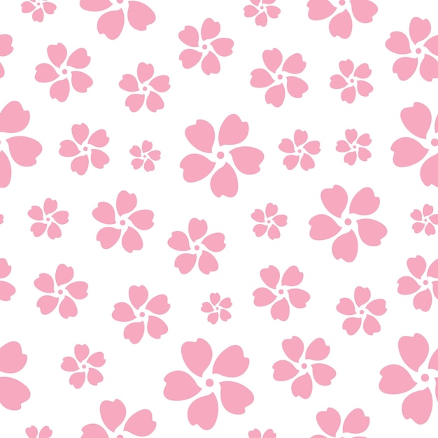 Vector seamless pattern with pink sakura flowers