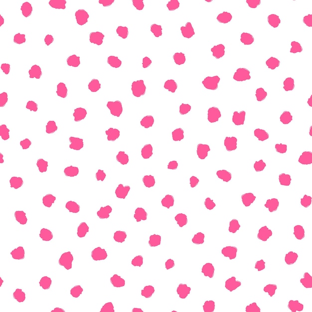 Seamless pattern with pink spots and white background.