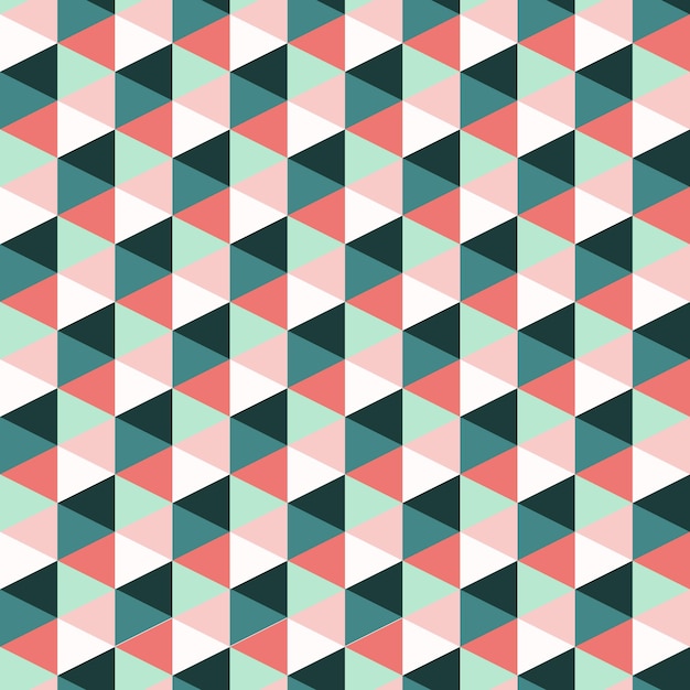분홍색과 청록색 삼각형이 있는 원활한 패턴