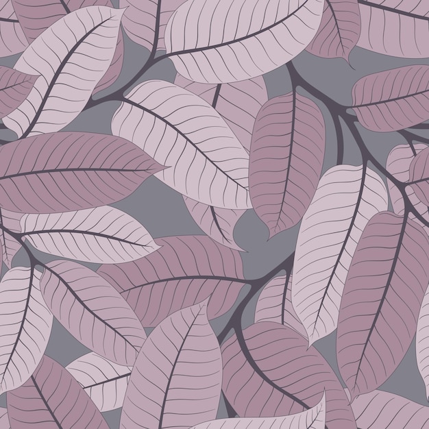 ベクトルの灰色の背景にピンクのビロラの枝を持つシームレスなパターン