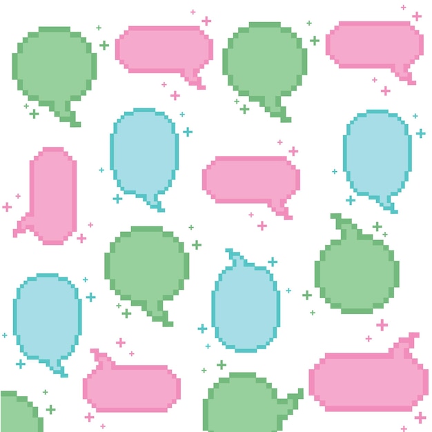 Vector seamless pattern with pixelated comic speech bubble chats vector illustration