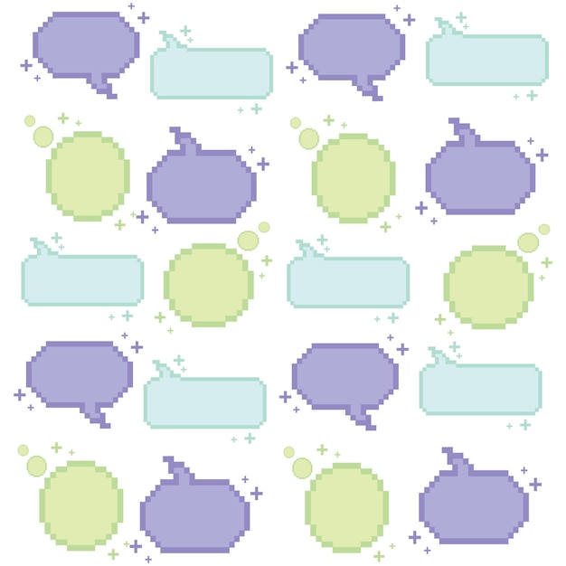 Vector seamless pattern with pixelated comic speech bubble chats vector illustration