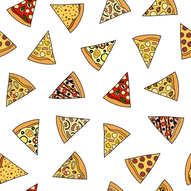 Seamless pattern with pizza slices