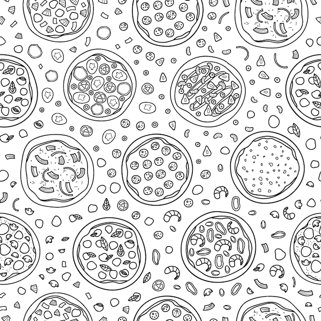 Seamless pattern with pizza