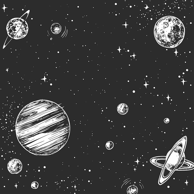 seamless pattern with planets and rocket