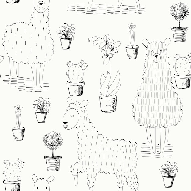 Vector seamless pattern with plants