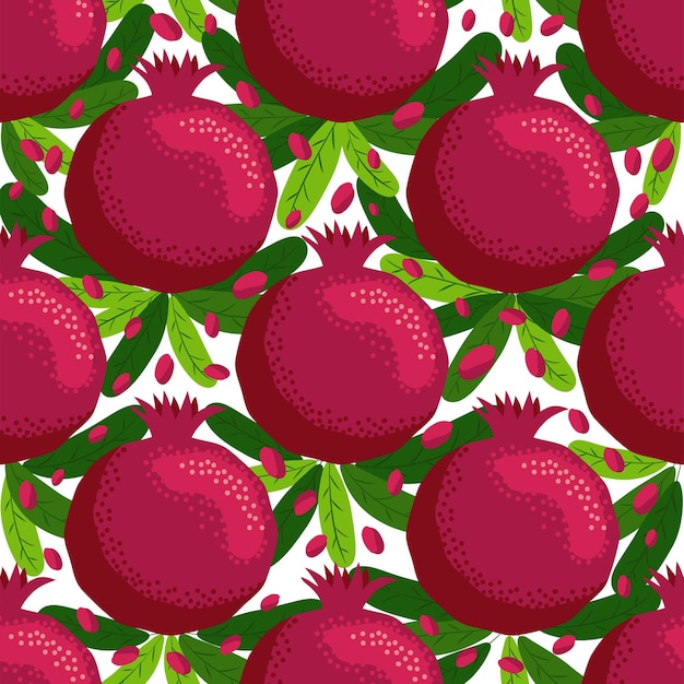 Seamless pattern with pomegranates Decorative patterns of the pomegranate fruit