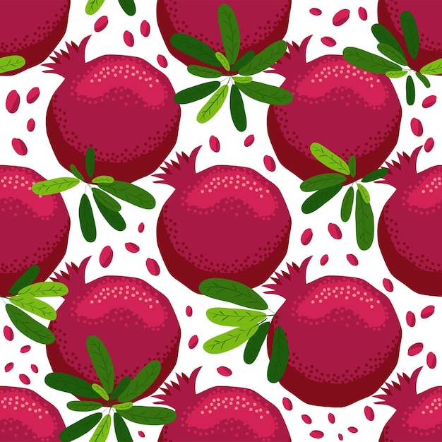 Seamless pattern with pomegranates Decorative patterns of the pomegranate fruit