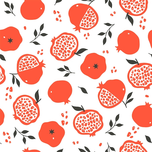Seamless pattern with pomegranates on a white background Vector image