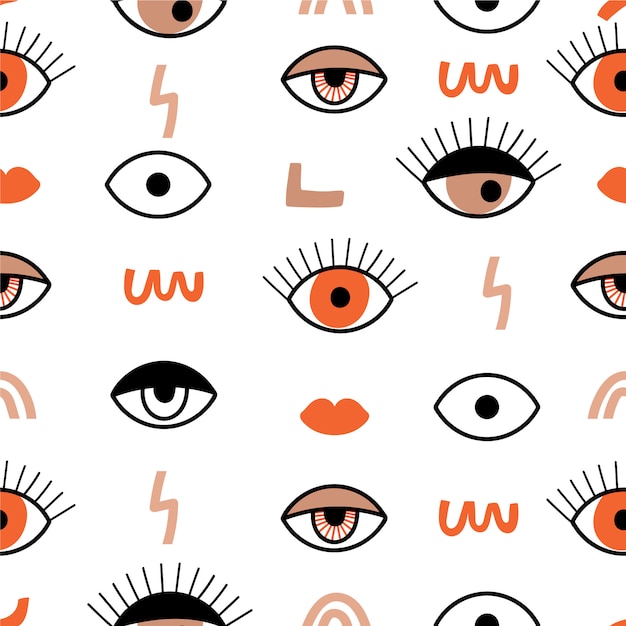 Seamless pattern with psychedelic eyes.