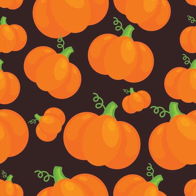 Seamless pattern with pumpkins