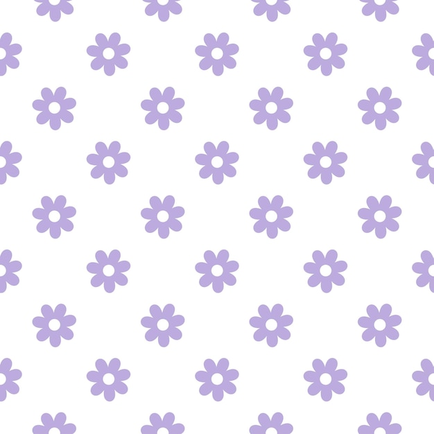 Vector seamless pattern with purple daisies