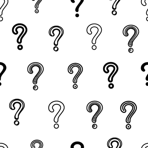 Seamless pattern with question marks in black and white