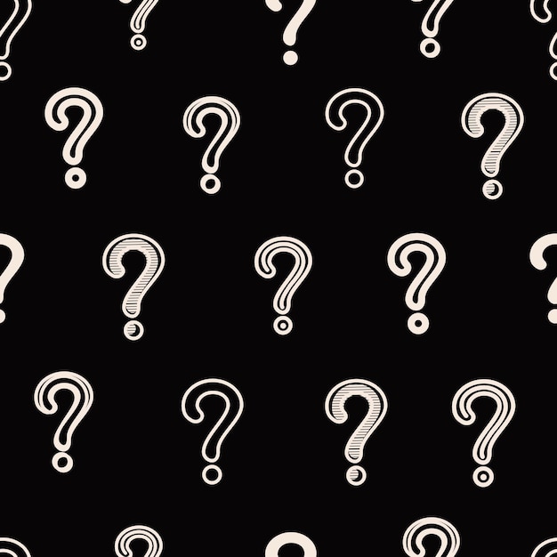 Seamless pattern with question marks in black and white