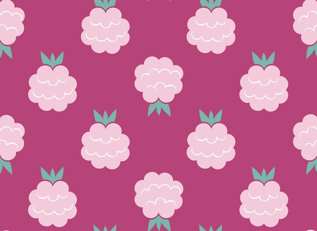 Seamless pattern with raspberries