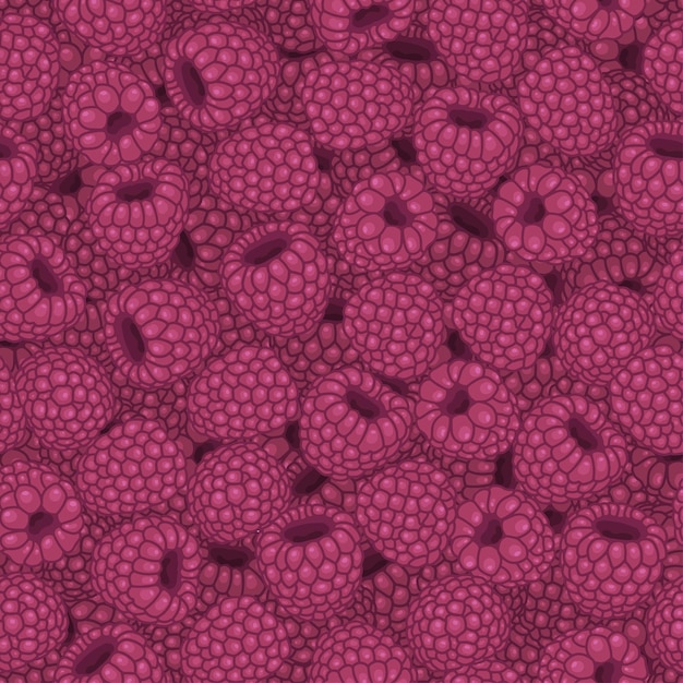Vector seamless pattern with raspberry photos with juicy berries vegetarian menu healthy eating