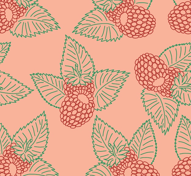 Vector seamless pattern with raspberry