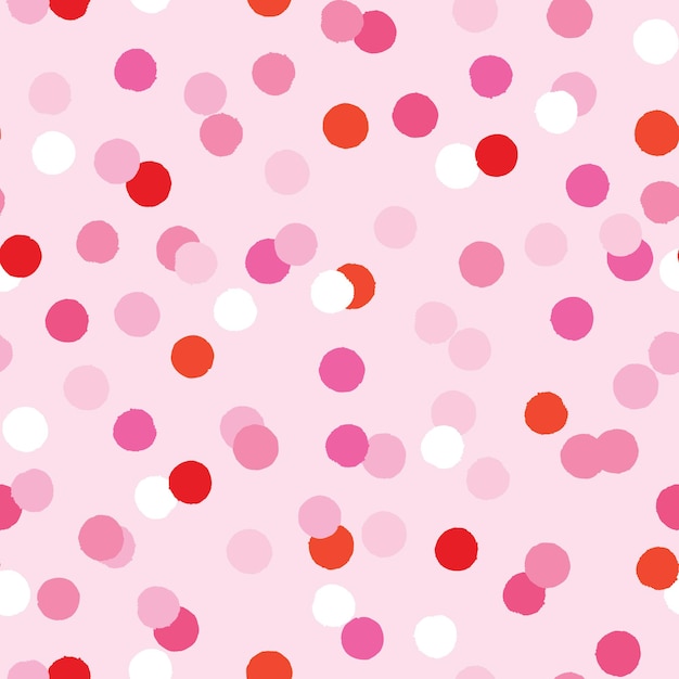 赤とピンクの紙吹雪とのシームレスなパターン。ドットのシンプルなリピートデザイン