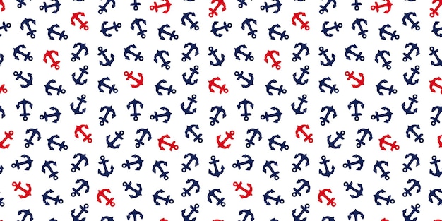 Seamless pattern with red and blue anchors