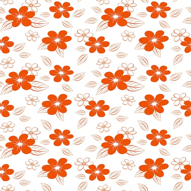 Seamless pattern with red flowers on a white background Vector illustration