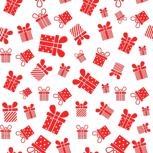Seamless pattern with red Gift boxes Vector illustration
