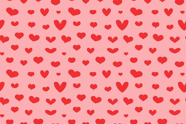 seamless pattern with red hearts on pink background vector illustration